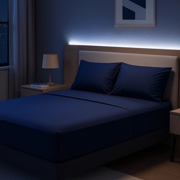 REST Evercool Cooling flat Full/Queen Flat Sheet Hot Sleeper 90” X 90” Navy - Picture 2 of 7